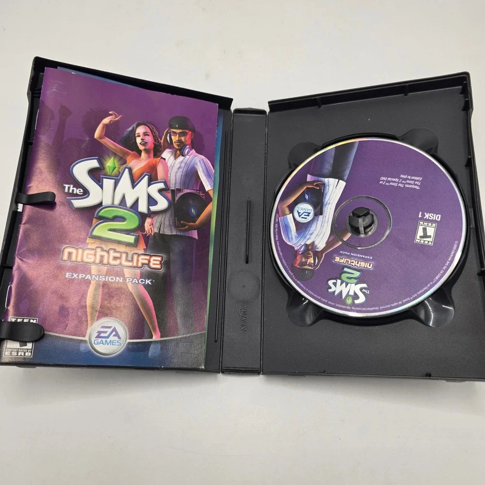 EA Games The Sims 2 Nightlife PC Expansion Pack Purple Dating Simulation 2005 CD